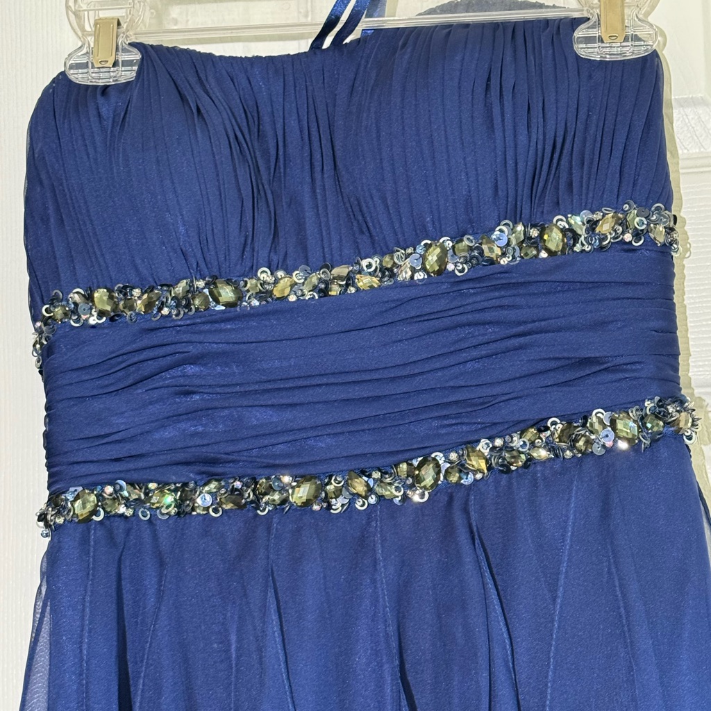 La Femme Flirty Blue High Lowgown